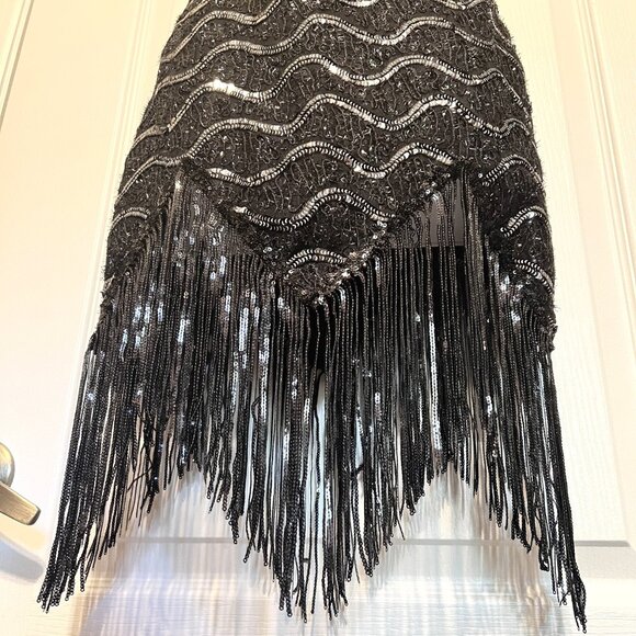 Pixiemain Women's 1920's Flapper Fringe Sequin Party Mini Dress-Sz XS-Black - Picture 11 of 15